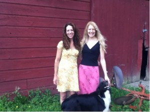 That’s me (Pam) on the left with my sister Karen and my dog, Jenny – the farm wonderdog, in front of my barn.